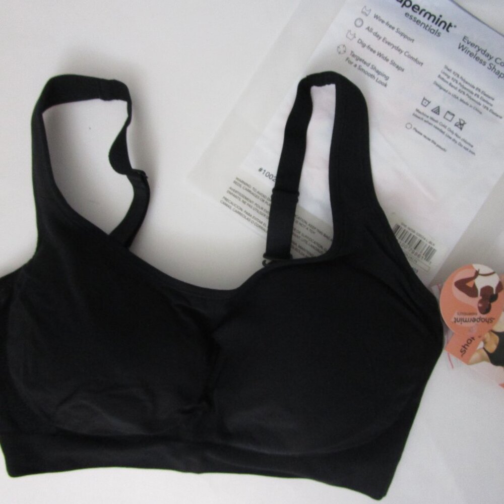 Essentials Everyday Comfort Straps Wireless Shaping Bra Black